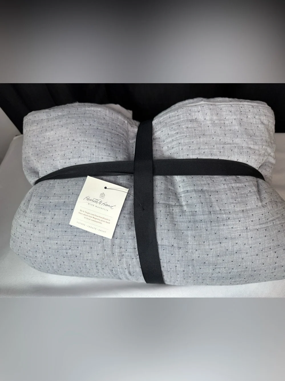 Hearth & Hand Gauze Stitch Pin Dot Sterling Blue Full/Queen Duvet Set NWT